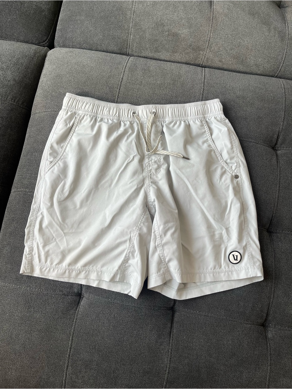 Vuori White Athletic Swim Shorts with Drawstring